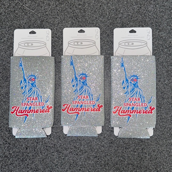 Star Spangled Hammered Skinny Coozies - Picture 1 of 4